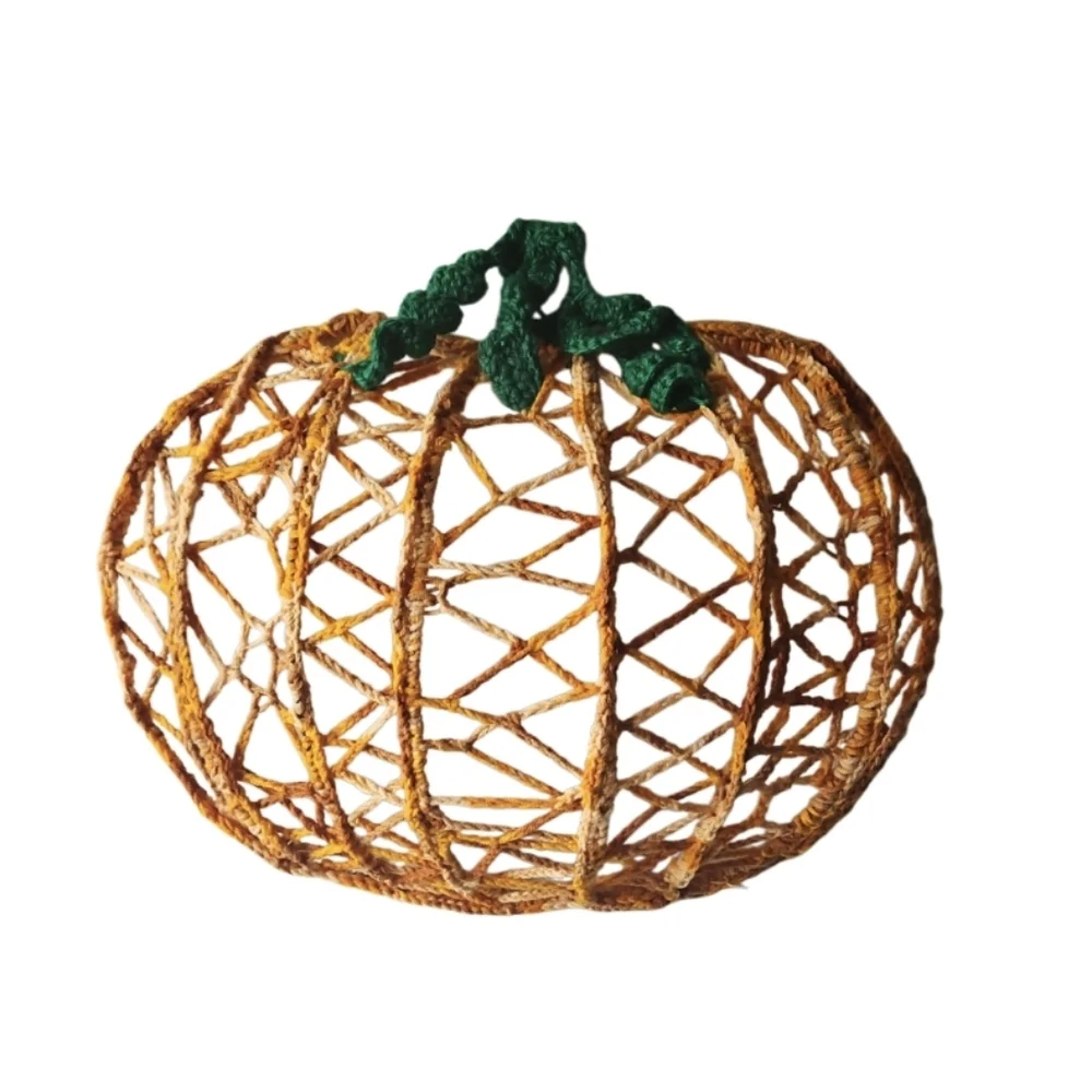 Hand Crafted Crochet Art Door Decor Handmade Holiday Wreath Pumpkin Wall Decor